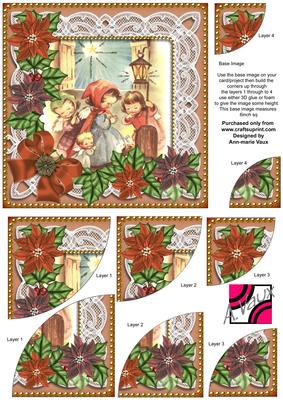 Nativity Scene Poinsettia 6in Duo Corner Stacker