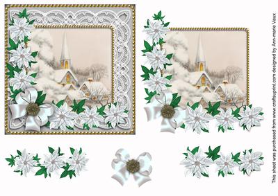 Ice Church Poinsettia Decoupage Step by Step Sheet