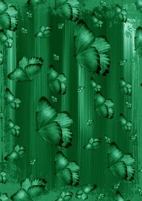 Dark Green Painted Butterfly A4 Backing Paper