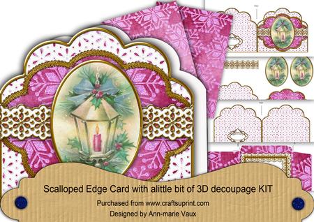 Christmas Pink Lantern Anglaise Scallop Step by Step Kit
