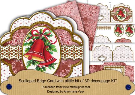 Christmas Bells Red Anglaise Scallop Step by Step Kit