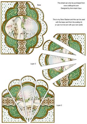 Pretty Snow Scene Green Anglaise Scallop Deco Stacker