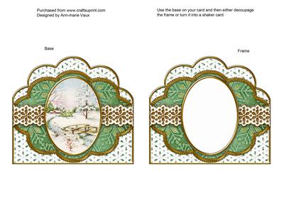 Pretty Snow Scene Green Anglaise Scallop Card Base Frame