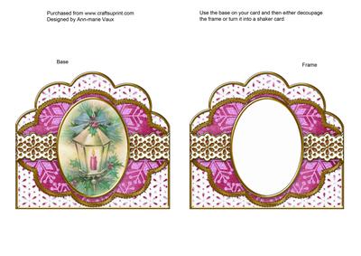 Christmas Pink Lantern Anglaise Scallop Card Base Frame