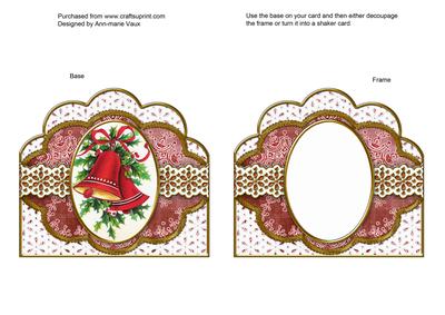 Christmas Bells Red Anglaise Scallop Card Base Frame