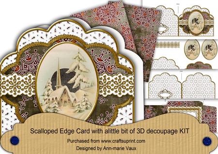 Pretty Church Black Anglaise Scalloped 3D Decoupage Card Kit