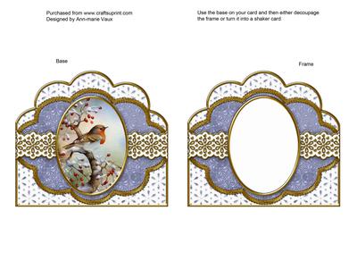 Red Robin Blue Flake Anglaise Scallop Card Base Frame