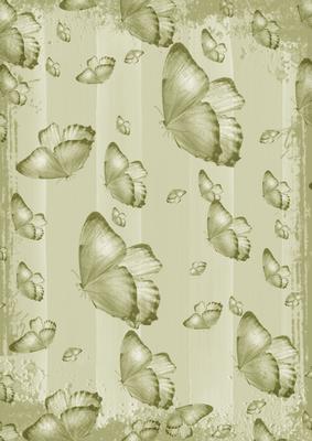 Olive Butterfly Painted Dolly Stripe A4 Backing Paper