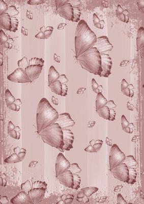 Dusky Pink Butterfly Painted Dolly Stripe A4 Backing Paper