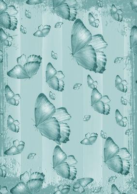 Dusky Teal Butterfly Painted Dolly Stripe A4 Backing Paper