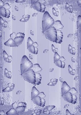 Blue Butterfly Painted Dolly Stripe A4 Backing Paper