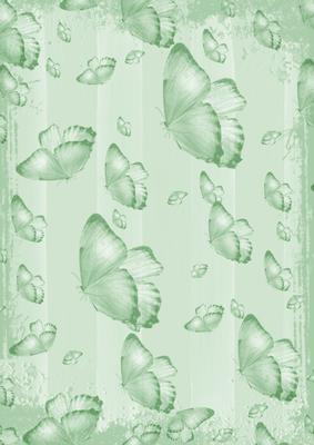 Mint Green Butterfly Painted Dolly Stripe A4 Backing Paper