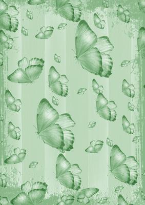 Mid Green Butterfly Painted Dolly Stripe A4 Backing Paper