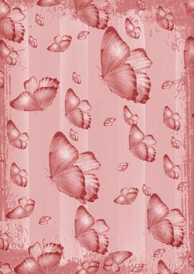 Red Butterfly Painted Dolly Stripe A4 Backing Paper