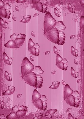 Cerise Butterfly Painted Dolly Stripe A4 Backing Paper