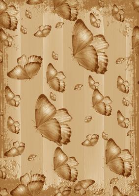 Vintage Tea Butterfly Painted Dolly Stripe A4 Backing Paper