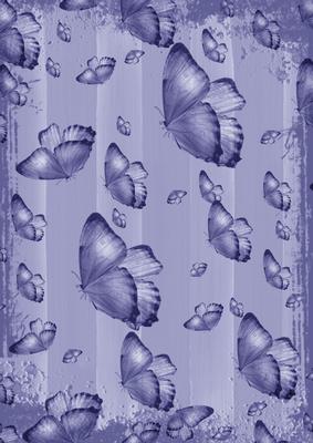 Dark Blue Butterfly Painted Dolly Stripe A4 Backing Paper