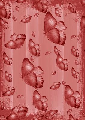 Dark Red Butterfly Painted Dolly Stripe A4 Backing Paper