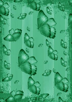 Dark Green Butterfly Painted Dolly Stripe A4 Backing Paper