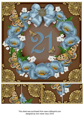Teal Chocolate Poppy 21 Ring 8in Picture Sheet