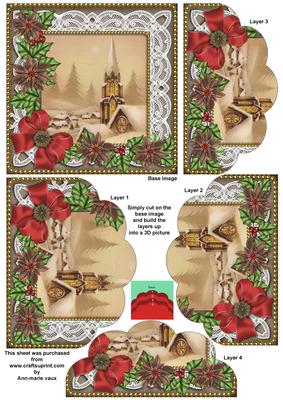Snow Steeple Red Poinsettia 5in Scallop Bottom Stacker