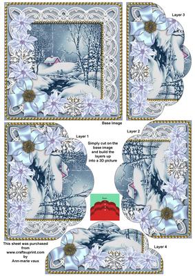Blue Winter Walk Ice Poinsettia 5in Scallop Bottom Stacker