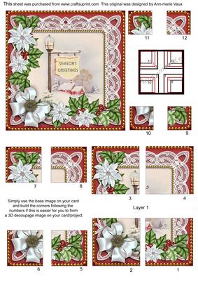 Pub Sign Poinsettia 5in Quad Corner Stacker