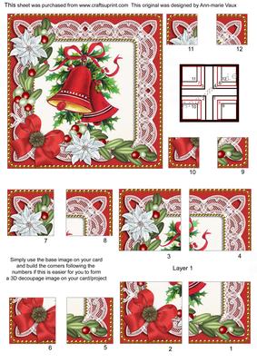 Christmas Bells Poinsettia 5in Quad Corner Stacker
