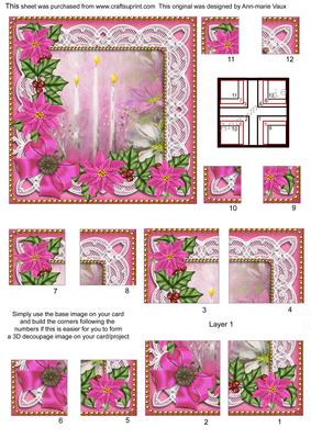 All Pink Poinsettia 5in Quad Corner Stacker