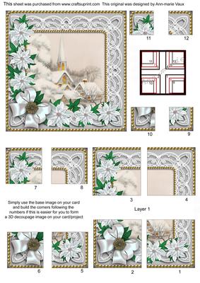 Pretty Church Ice Poinsettia 5in Quad Corner Stacker