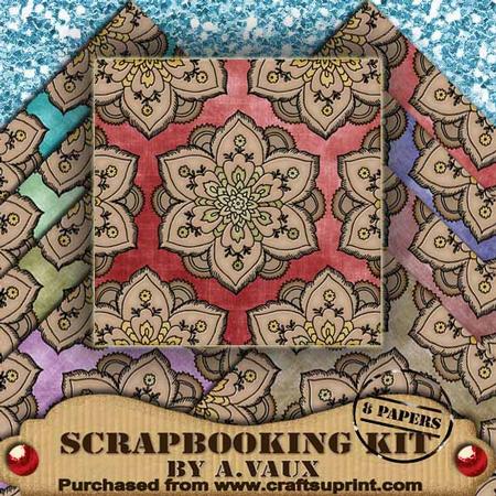 Fancy Natural Deco Vintage Tea 8 Scrapbooking Papers Kit