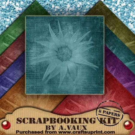 Star Flower Vintage Tea 8 Scrapbooking Papers Kit