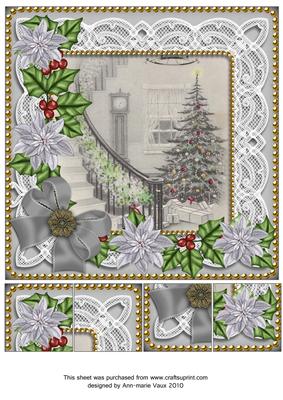 Grey Christmas Tree Poinsettia 8in Picture Topper