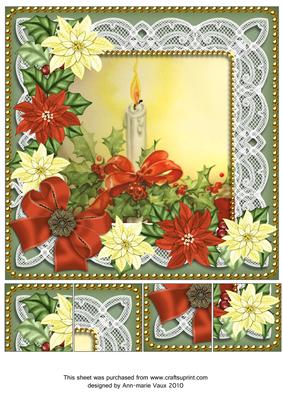 Red Poinsettia Candle 8in Picture Topper