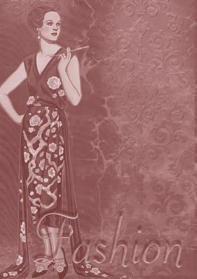 Dusky Pink Fashion Lady A4 Backing Paper