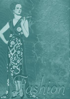 Dusky Teal Fashion Lady A4 Backing Paper