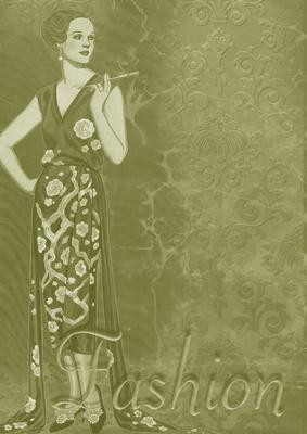 Olive Fashion Lady A4 Backing Paper
