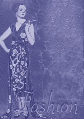 Blue Fashion Lady A4 Backing Paper