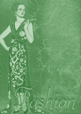 Mid Green Fashion Lady A4 Backing Paper
