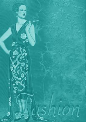 Teal Fashion Lady A4 Backing Paper