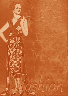 Burnt Orange Fashion Lady A4 Backing Paper