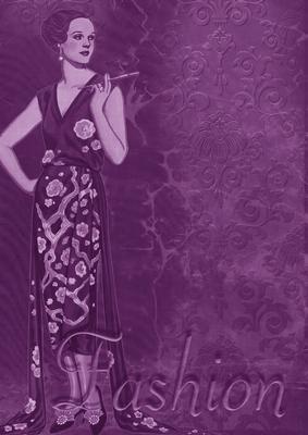 Purple Fashion Lady A4 Backing Paper