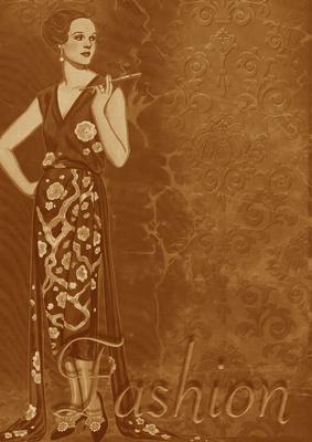 Vintage Tea Fashion Lady A4 Backing Paper