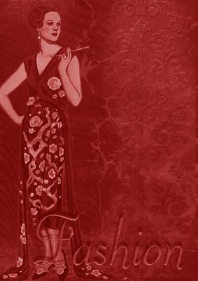 Dark Red Fashion Lady A4 Backing Paper