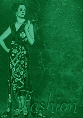Dark Green Fashion Lady A4 Backing Paper