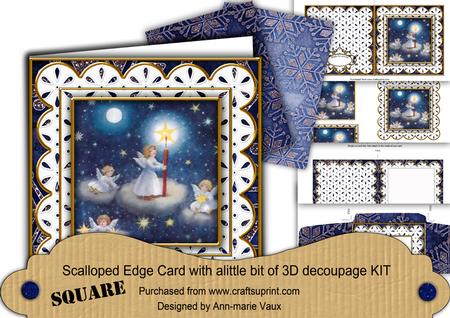 Angels in the Sky Anglaise Scallop Square 3D Card Kit