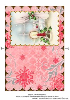 Christmas Candles Window2 Scallop Edge Card