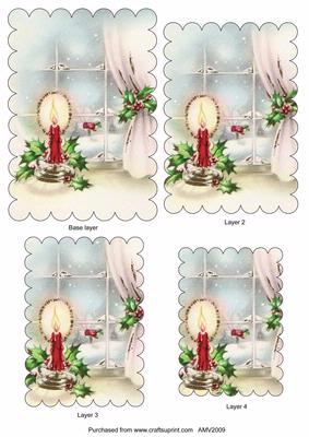 Christmas Candles Window Scallop Edge Pyramid Toppers