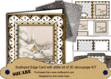 Ice Church Flake Anglaise Scallop Square 3D Card Kit