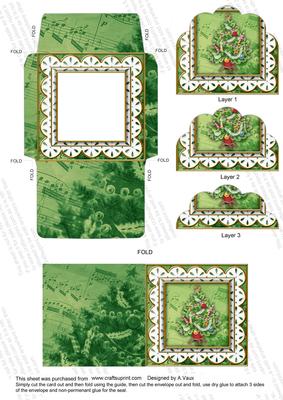 Christmas Tree Mini Card Envelope Scallop Bottom Stacker